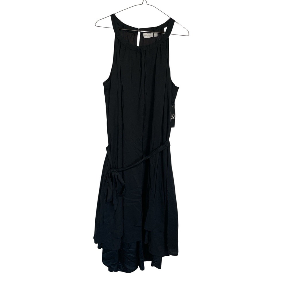 NWT New York & Company Black Halter Neck Midi Dress with Belt Size‎ Extra Large